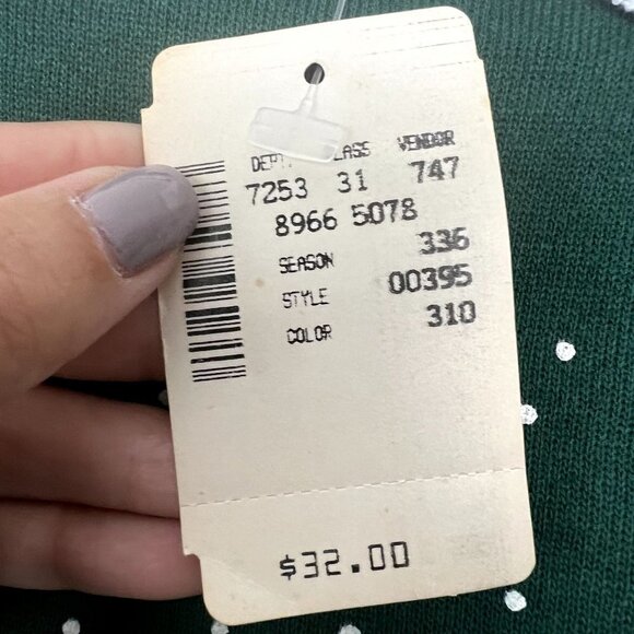 Vintage Morning Sun Womens Medium Green Winter Snow Birds Collard Sweatshirt - Picture 8 of 12